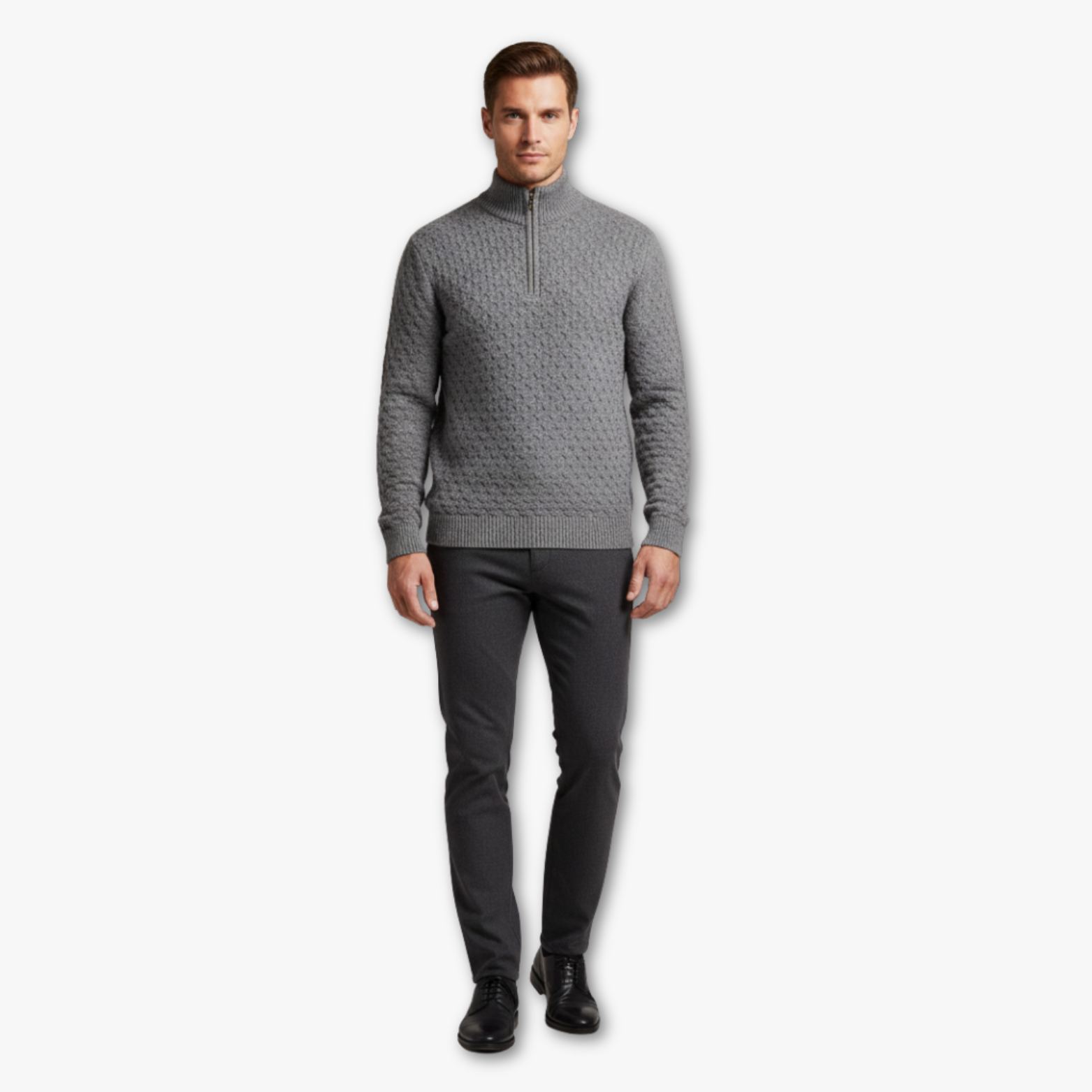 Mens Half Zip Sweater with Stand Collar
