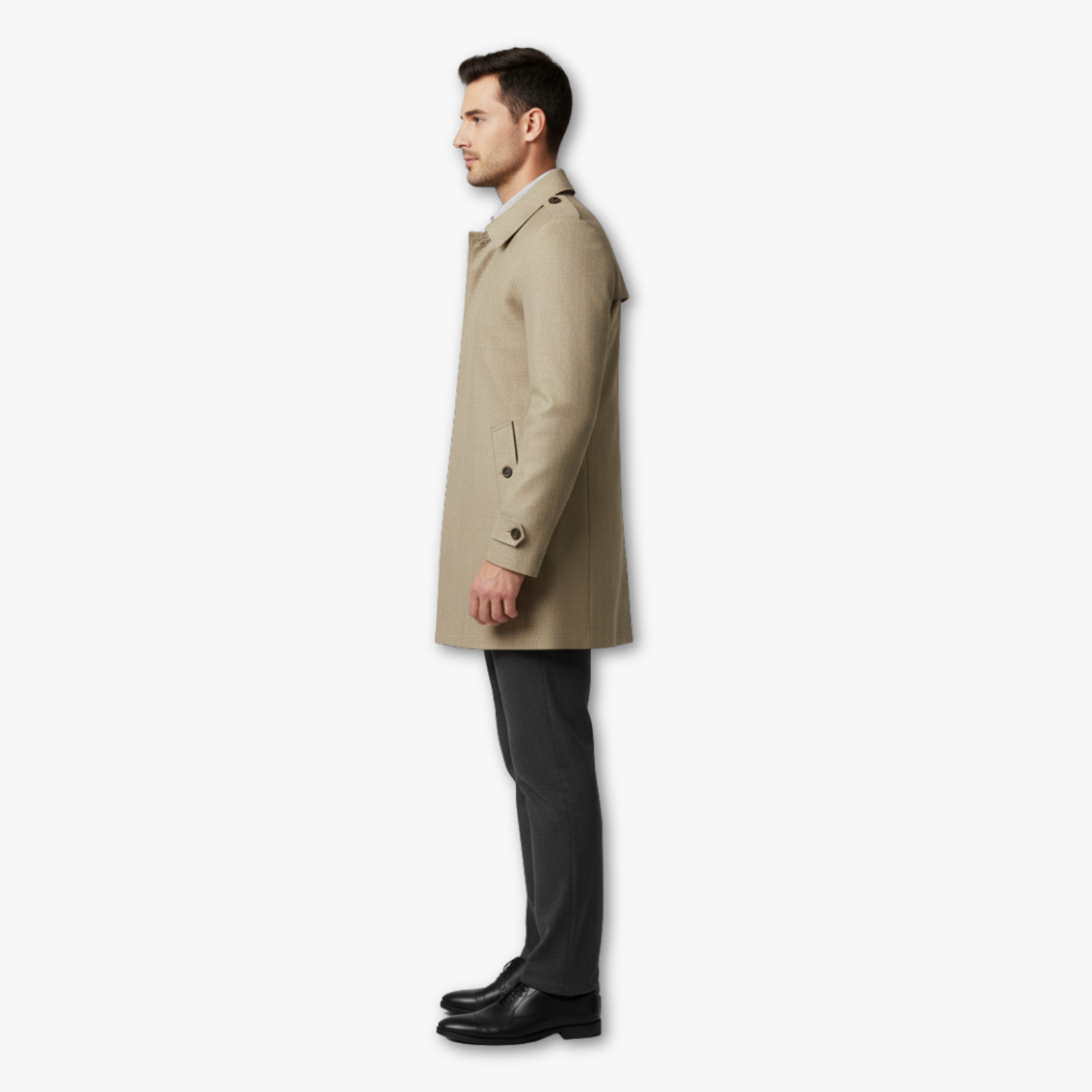 Men’s Button and Zipper Coat with Stand Collar