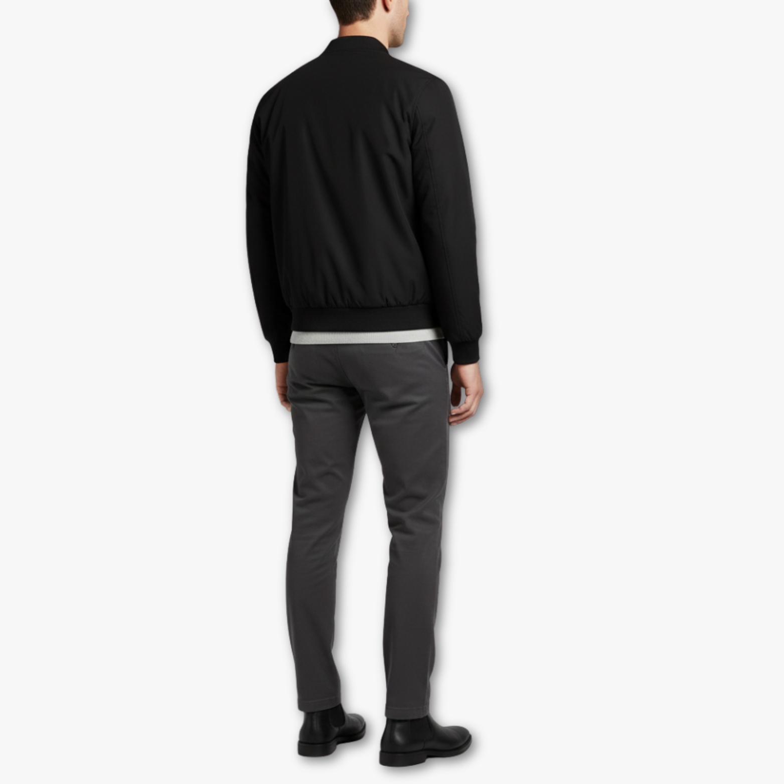 Mens Bomber Jacket with Zipper Closure and Stand Collar