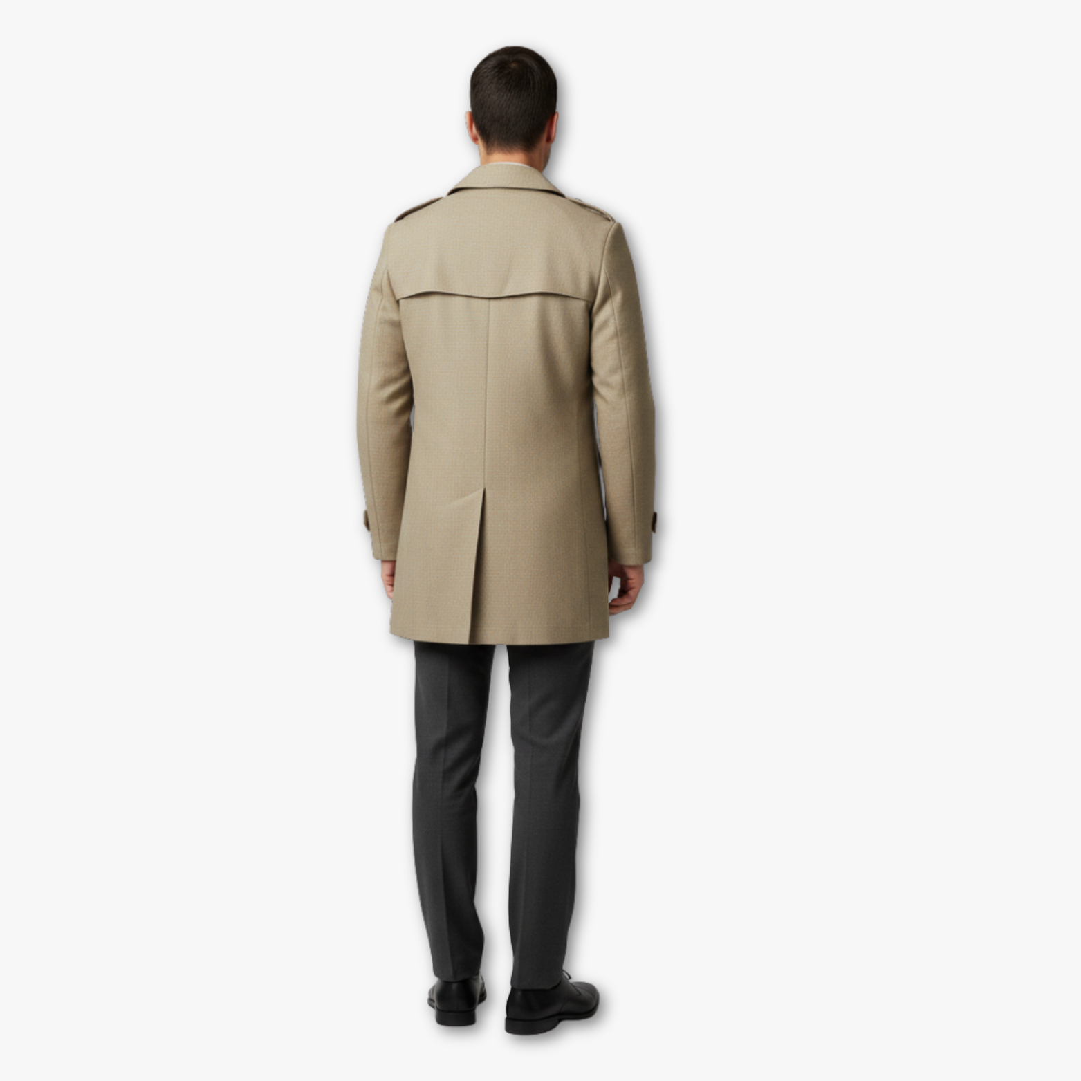 Men’s Button and Zipper Coat with Stand Collar