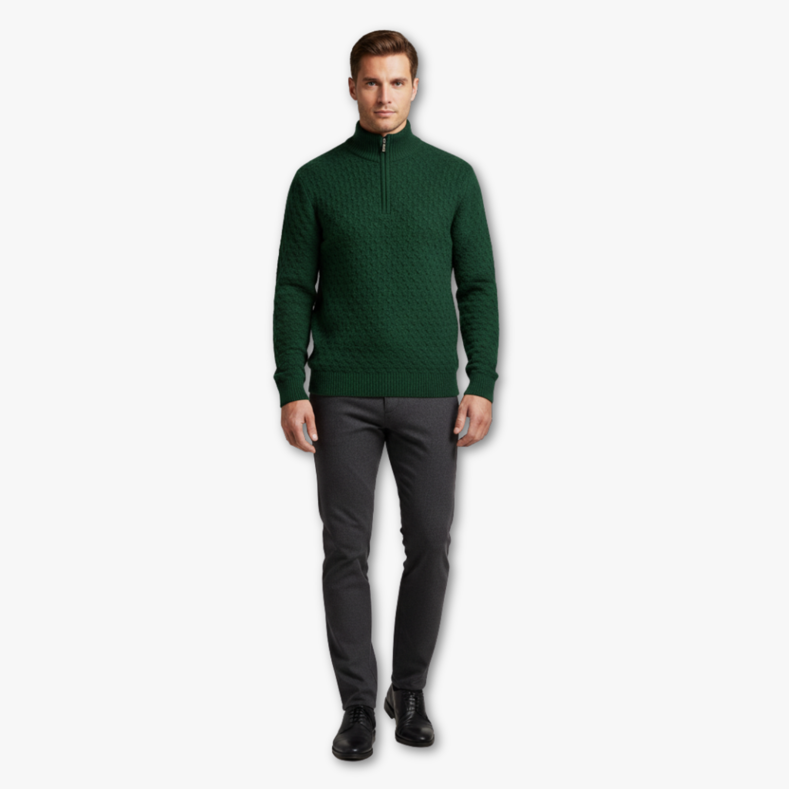 Mens Half Zip Sweater with Stand Collar